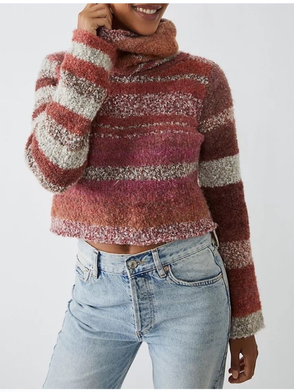 Free People My Girl Turtleneck Sweater Sunburst Combo Size Small